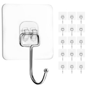 FGCKJ Ultra Strong 50lb (Max) Transparent Self-Adhesive Hooks - Heavy-Duty Wall Hooks for Kitchen, Bathroom, Ceiling, and More - The Ultimate Organizational Solution (Pack of 10 Transparent Hooks)