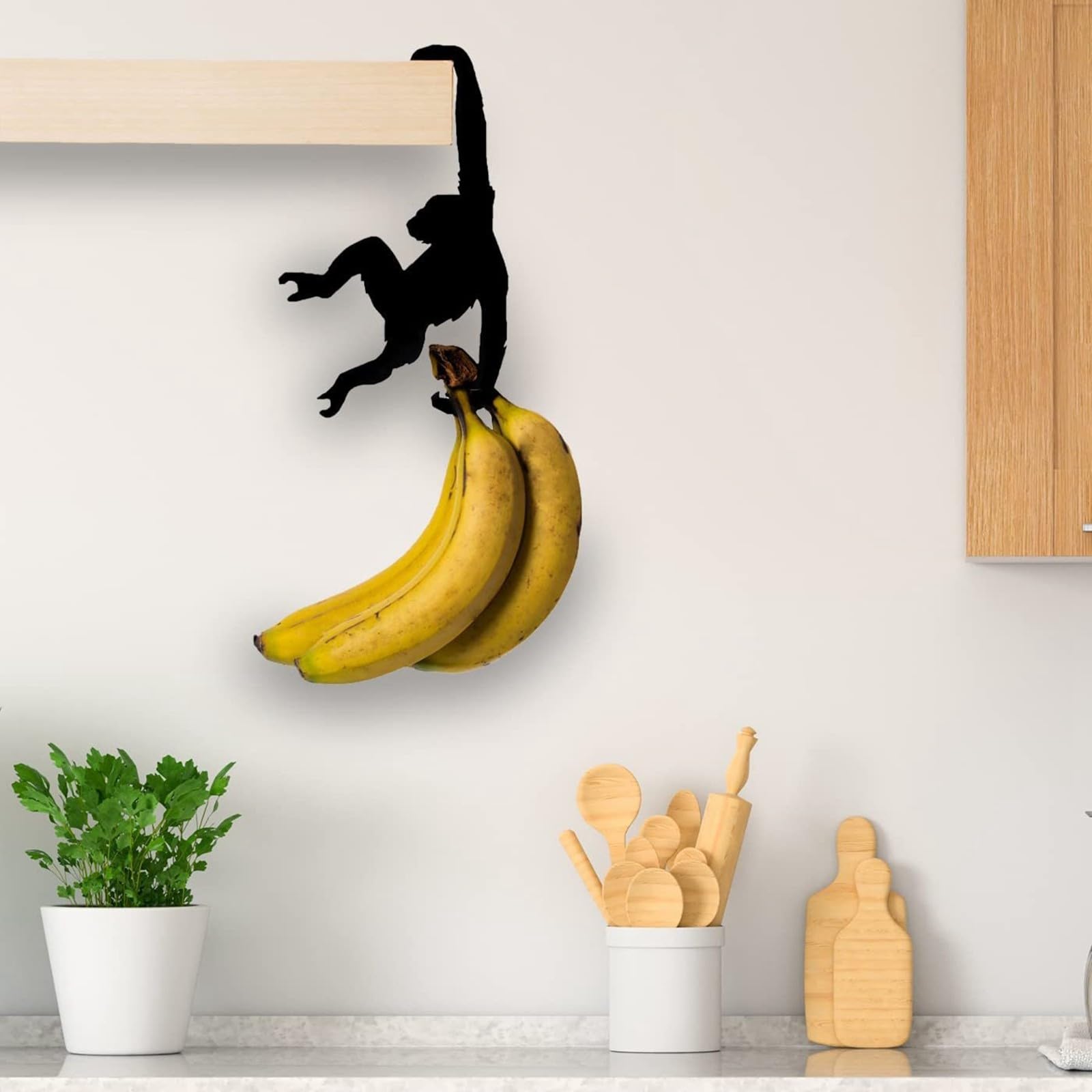 Unique Holder Balance Hook, Monkey Decorative Wall Mounted Hooks Wooden Hanger, Magic Hook for Hanging Plants Jackets Keys or Stylish Purse Hanger (5)