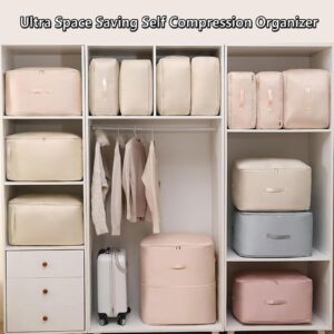 Ultra Space Saving Self Compression Organizer, Compression Storage Bags for Clothes, Quilt Compression Bags for Storage, Storage bags with Zipper, Duvet Storage Bag Large Capacity Organizer Bag