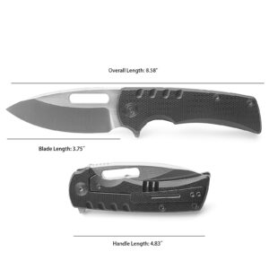 Miguron Knives M Arma II Pocket Folding Knife,3.75" M390 Satin Blade Dark Grey PVD Titanium Handle,Outdoor Camping Hiking Knife MGR-603DGII