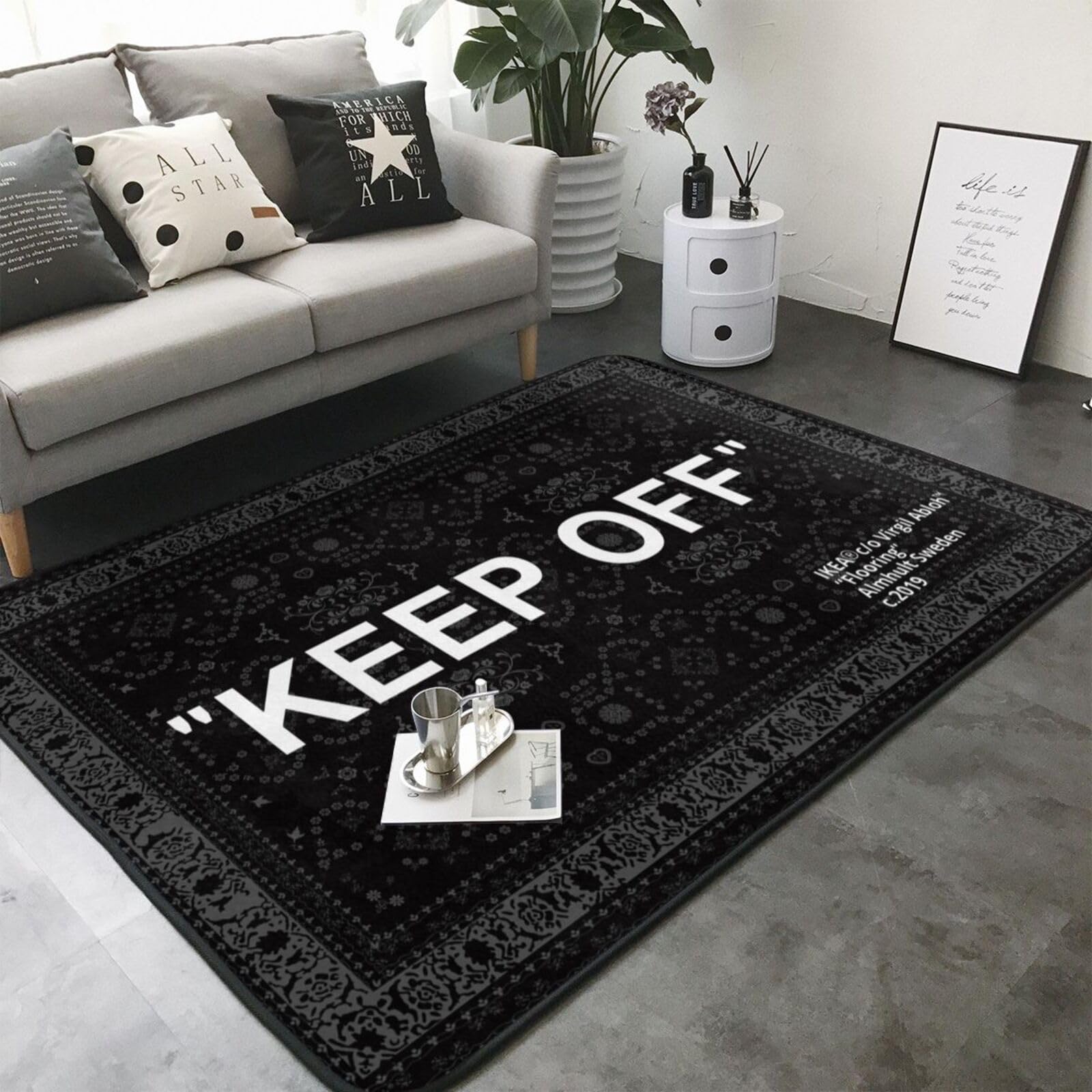 WRQLBGBB Keep Off Area Rug Modern Large Pop Carpet Non-Slip Floor Mat for Living Room Bedroom Wood Floor Playroom Home Cozy Art Deco Rug 5' x 7', Heihua-2