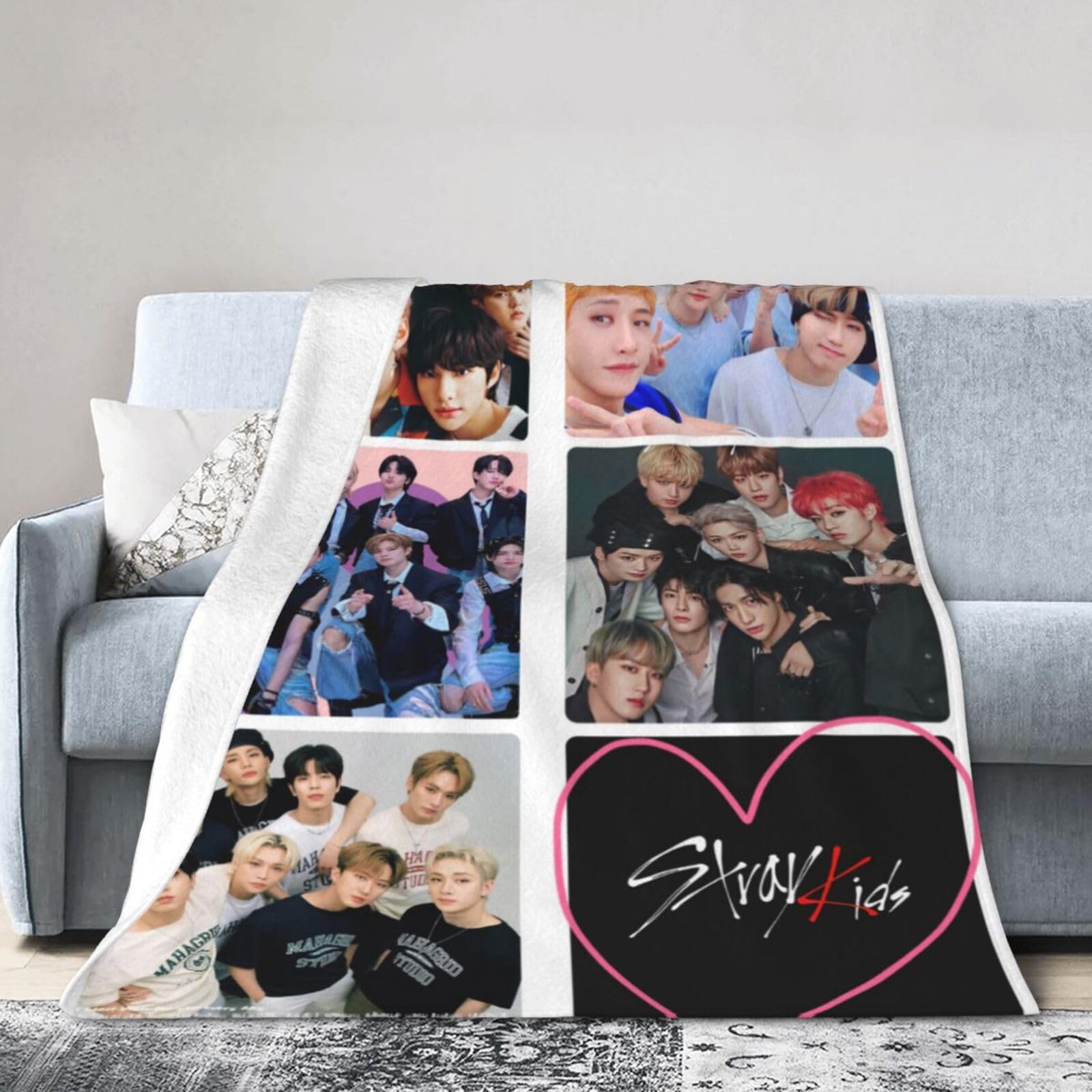 Stray Kids Blanket Soft and Comfortable Warm Fleece Throw Blankets Carpet Rug Decoration Gift for Decor Room Dormitory Picnic Yoga Sofa Camping Travel All Season