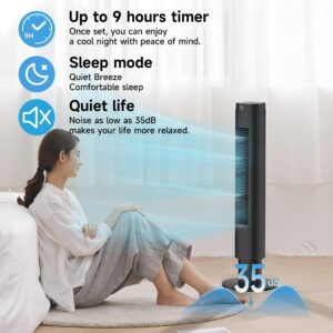 PHILODECO Industrial fan Tower Fans for Home,80 ° Vibration Remote Control Vertical Floor Fan, Multiple Modes, 9-Hour Timer, Bladeless Floor Fan, Led Display Screen,Silent Bedroom Fan, 4 Speeds,