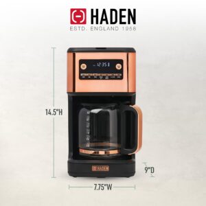 HADEN Generous Brew 14 Cup Coffee Maker with 120 Minute Keep Warm, Delay Brew, Adjustable Strength, Programmable Clock, and Anti Drip, Black/Copper