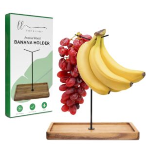 Lush & Lively Banana Holder Stand | Multifunctional Acacia Wood Banana Hanger Stand for Kitchen Counter | Double-sided Banana Hook | Multi-Purpose Banana Tree | Sleek, Stable Fruit Holder