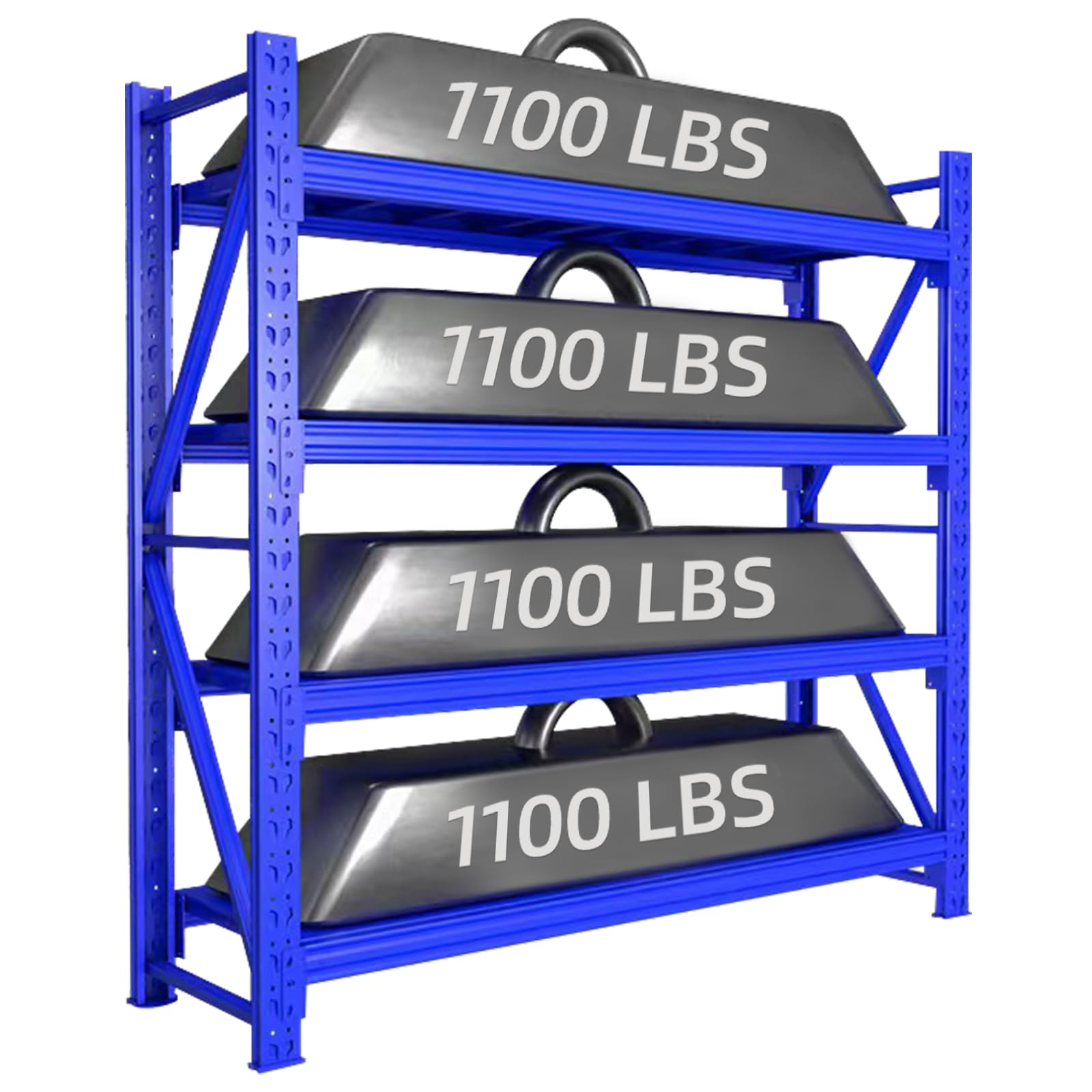 79"W Garage Shelving Heavy Duty - 4400Lbs Garage Storage 4-Tier, Adjustable Metal Shelving Units And Storage,Industrial Shelving Utility Shelf For Commercial Shop Tool Gym 79"H X 79"W X 20"D