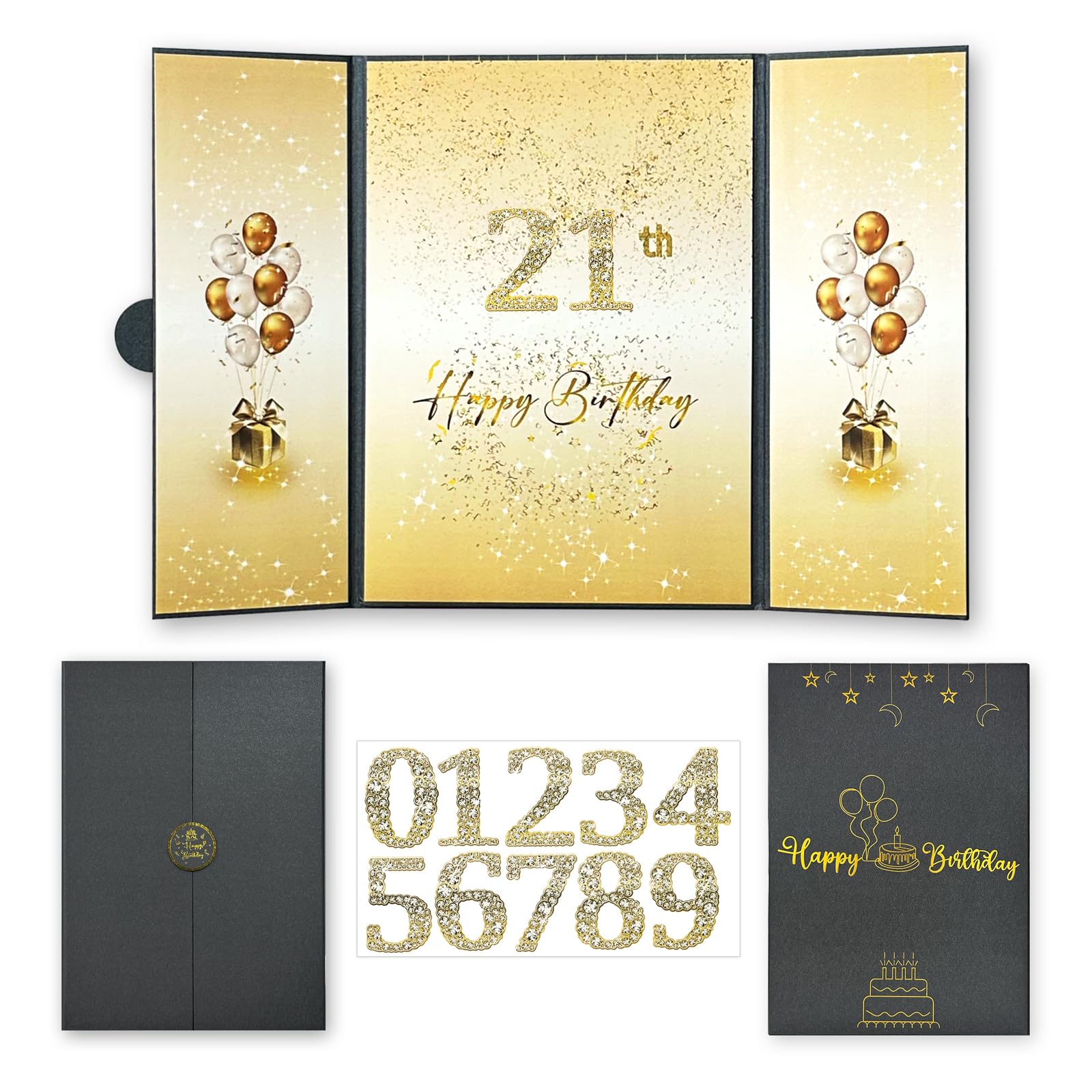 Birthday Guest Book Birthday Black and Gold Party Decorations,DIY Birthday Signing Card Board wtih Number Stickers, Be applicable to Any Age Birthday Party Supplies,Record the best wishes of friends