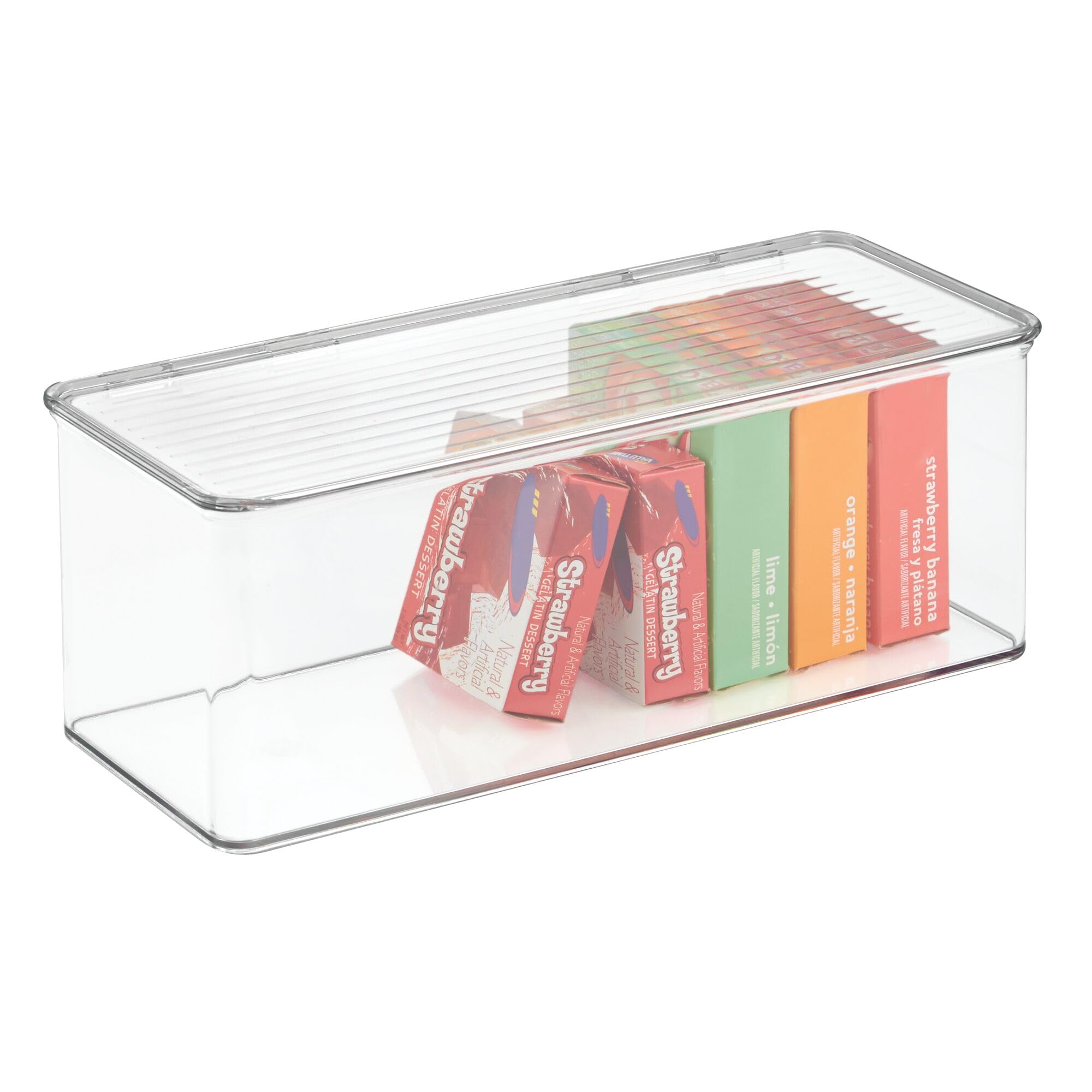 iDesign Recycled Plastic Stackable Pantry Storage Bin with Lid – Clear