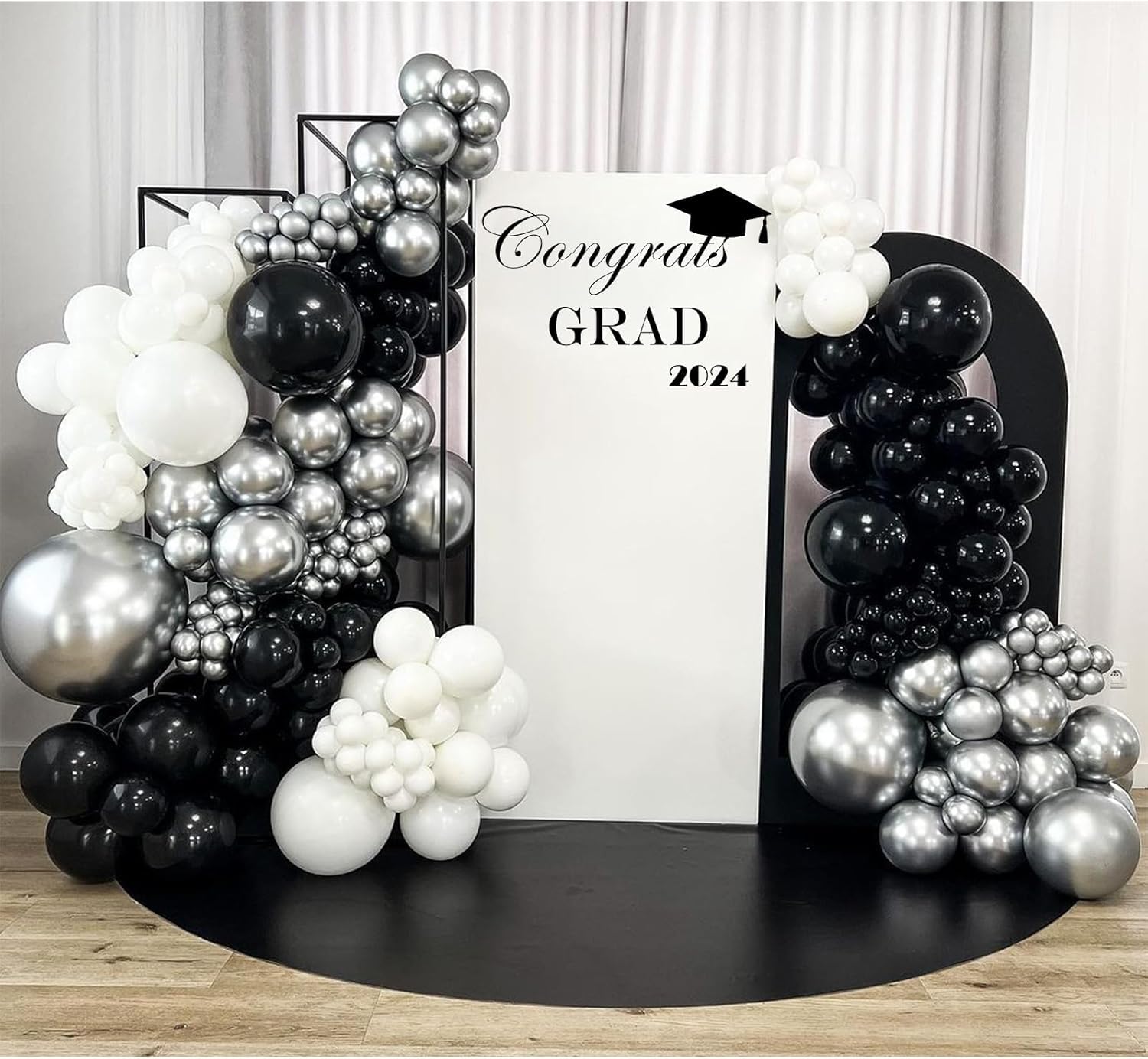 ADOINBY Black Balloon Arch Kit, 143Pcs Matte Black Latex Balloon Garland kit, 18 12 10 5 Inch Different Size Balloons for Birthday Graduation Anniversary New Year Holiday Party Decorations