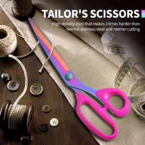 Fabric Scissors Stainless Steel Multi-Purpose Scissors with Professional Titanium Coating forfor cutting clothes Leather Sewing Home and Office, 10 in.