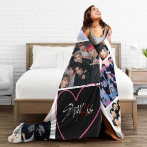 Stray Kids Blanket Soft and Comfortable Warm Fleece Throw Blankets Carpet Rug Decoration Gift for Decor Room Dormitory Picnic Yoga Sofa Camping Travel All Season