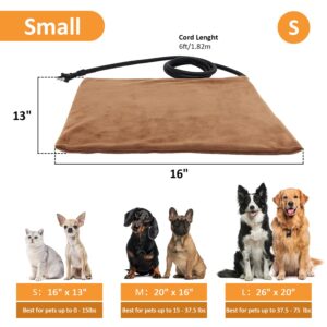 Pet Heating Pad, Electric Heated Pad for Dog Cat, Warm Mat Waterproof Dogs Cats Beds with Constant Temperature,Chew Resistant Cord, Comfortable Heater Heater Blanket Puppy and Kitten (S:16'' x 13'')