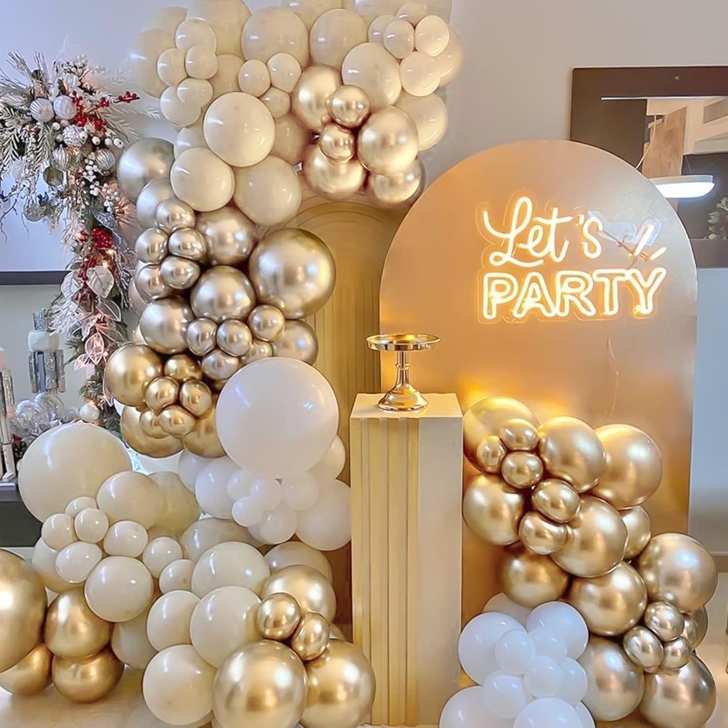 ADOINBY White Sand Balloon Arch Kit, 143Pcs Sand White cream beige Latex Balloon Garland kit, 18 12 10 5 Inch Different Size Balloons for Birthday Baby Shower Wedding Boho Party Decorations Supplies