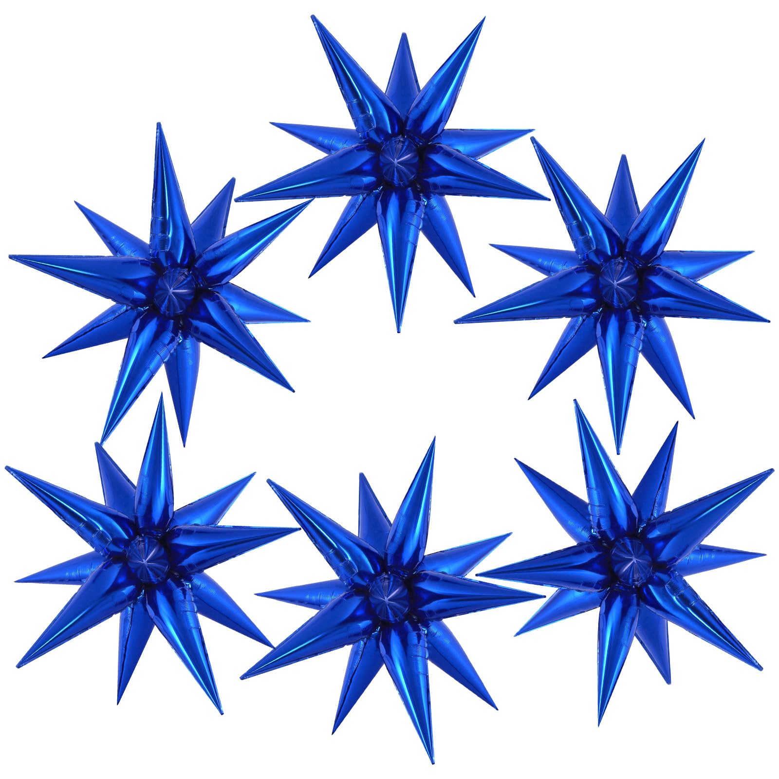 72 Pcs Star Balloons Foil Explosion Balloons Magic 12 Point Star Cone Balloons Large for Birthday Wedding Anniversary Graduation Halloween Party Decorations Backdrops (Blue)