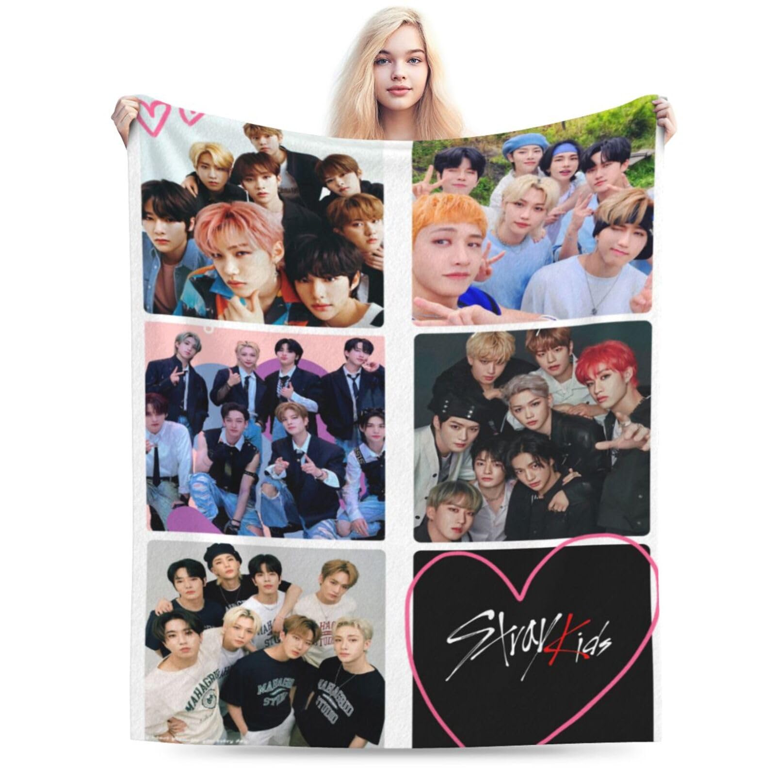 Stray Kids Blanket Soft and Comfortable Warm Fleece Throw Blankets Carpet Rug Decoration Gift for Decor Room Dormitory Picnic Yoga Sofa Camping Travel All Season