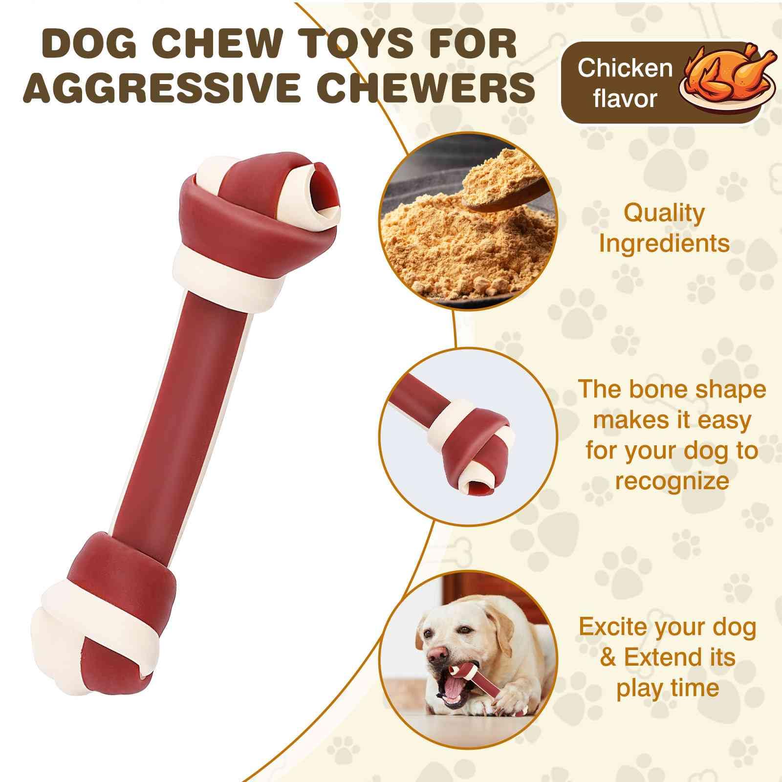 UrbanX Rawhide Free Dog Bones, 8" Real Chicken Wrapped Dog Chew Bones for Great Pyrenees and Other Large Working Dogs Training Treats - 2 Count