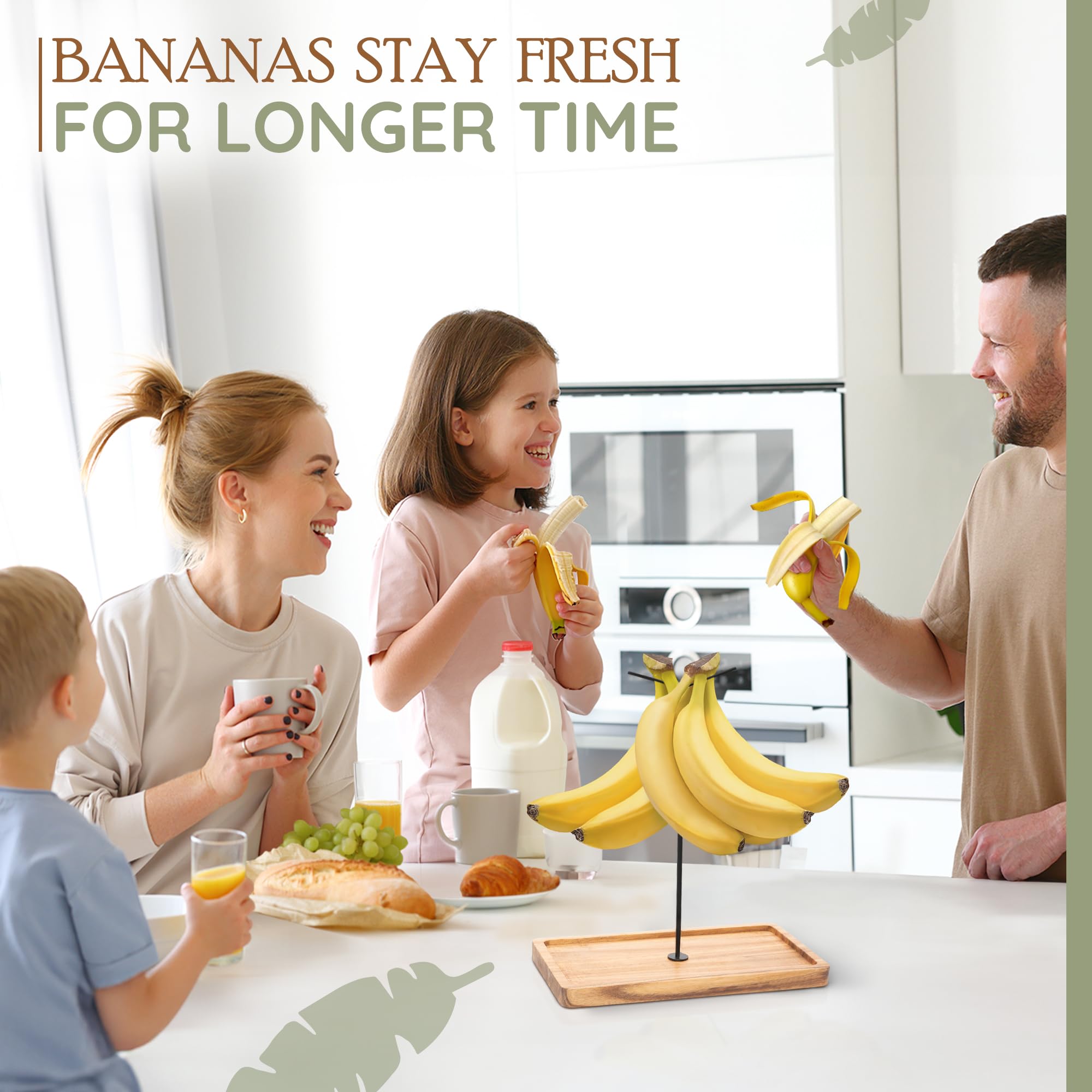 Lush & Lively Banana Holder Stand | Multifunctional Acacia Wood Banana Hanger Stand for Kitchen Counter | Double-sided Banana Hook | Multi-Purpose Banana Tree | Sleek, Stable Fruit Holder