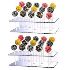 yanuazio 2 packs cake pop stand, 15 holes lollipop display stand, acrylic clear cake pop display holder, cakepopsical stand for weddings, baby showers, birthday, party (2pcs)