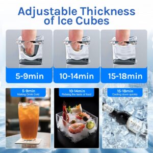 LHRIVER Countertop Ice Makers, Portable Ice Machine Maker with Detachable Water Tank, 35Lbs/Day, 16Pcs/5Mins, 24H Timer, Self-Cleaning Ice Cube Maker, Small Ice Maker for Home, Office, Party (Black)