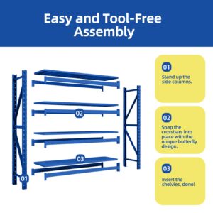 79"W Garage Shelving Heavy Duty - 4400Lbs Garage Storage 4-Tier, Adjustable Metal Shelving Units And Storage,Industrial Shelving Utility Shelf For Commercial Shop Tool Gym 79"H X 79"W X 20"D