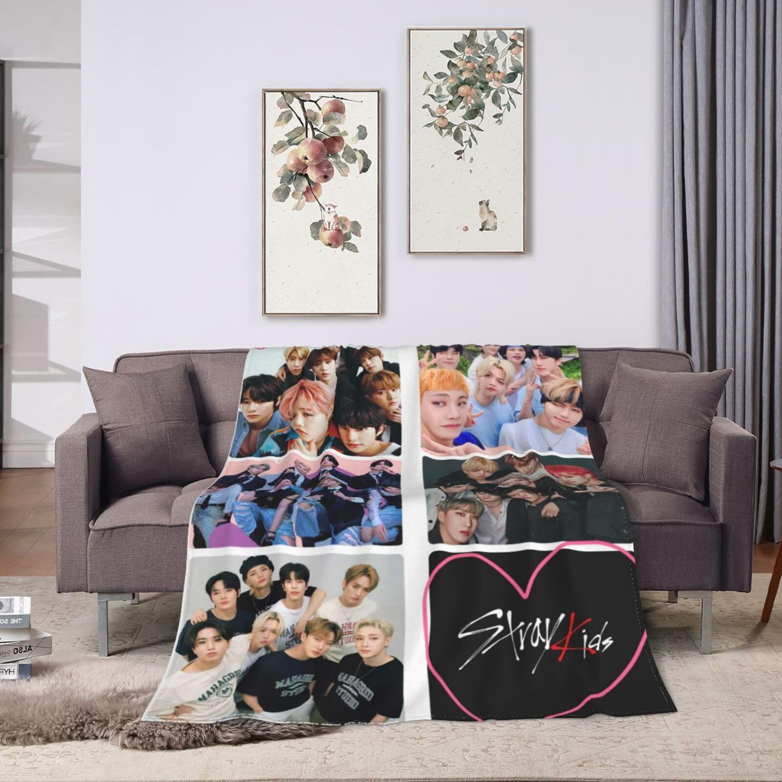 Stray Kids Blanket Soft and Comfortable Warm Fleece Throw Blankets Carpet Rug Decoration Gift for Decor Room Dormitory Picnic Yoga Sofa Camping Travel All Season