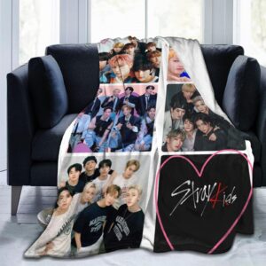 Stray Kids Blanket Soft and Comfortable Warm Fleece Throw Blankets Carpet Rug Decoration Gift for Decor Room Dormitory Picnic Yoga Sofa Camping Travel All Season