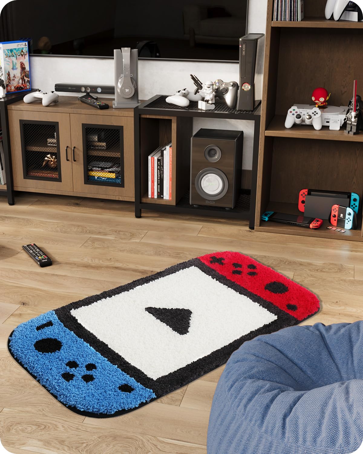 LUMI Fun Glove Floor Mat - Playful Glove Design, Non-Slip Backing, Durable and Easy to Clean, Ideal for Living Room, Bedroom, Nursery and Playroom Decor, 16"x32", Game Console