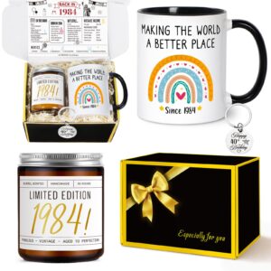 40th birthday gifts women, 40 year old birthday gifts for women, 1984 birthday gifts, best gifts for 40 year old woman, 40th birthday gifts ideas for mom sister aunt with mug, candle, keychain, poster