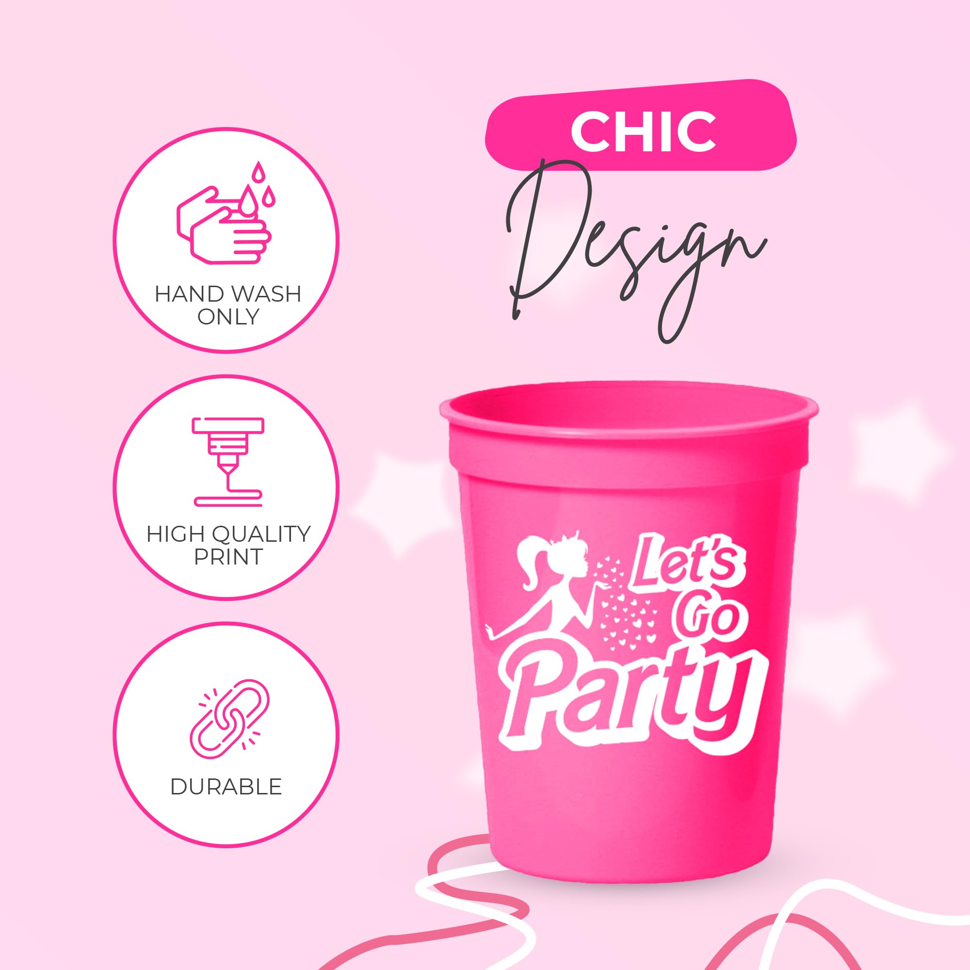 Let's Go Party Set of 12 Bachelorette Cups, 1 Bride Cup and 11 Let's Go Party Cups, 16 Oz Bachelorette Party Cups, Cowgirl Cups, Girls Trip Cups, Pink Reusable Cups, Girls Weekend Cups Girls Night Cup