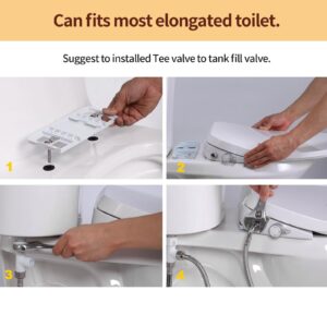 Tataware Electric Bidet Toilet Seat, Fits Elongated Toilet and Easy Installation, Instant Warm Water for Rinsing, Self-clean Dual Nozzle, Heated Seat with Soft Close Lid, Night Light, Slim Profile