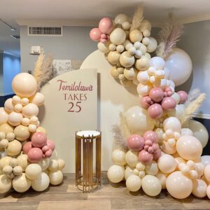 ADOINBY White Sand Balloon Arch Kit, 143Pcs Sand White cream beige Latex Balloon Garland kit, 18 12 10 5 Inch Different Size Balloons for Birthday Baby Shower Wedding Boho Party Decorations Supplies