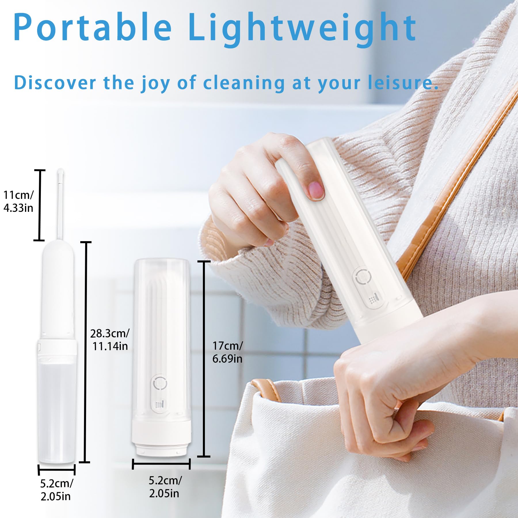 Portable Bidet for Travel, High Pressure USB Rechargeable Handheld Bidet with 3 Spray Modes, Electric Water Sprayer Toilet for Men and Women, Personal Hygiene and Postpartum Care 180ML White