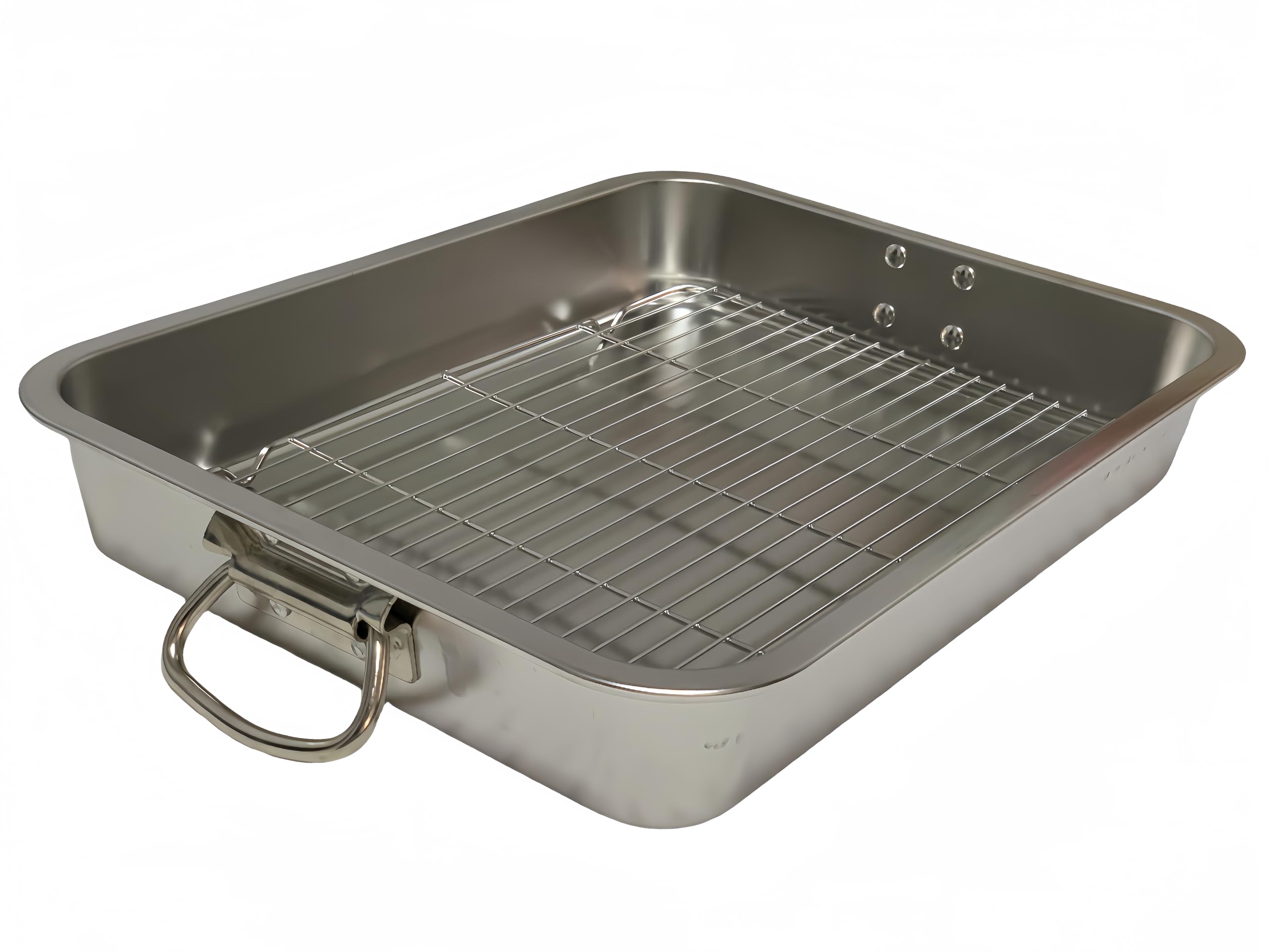 Generic Roasting Pan Stainless steel Roasting pan Turkey Roasting pan with grill Rectangular grill suitable for Turkey, roast chicken and ham (23.4x15.6x2.8in), Silver