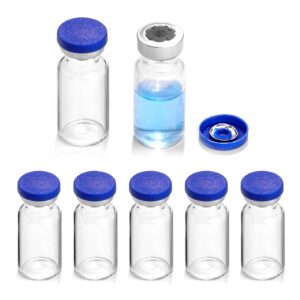 ehoycq 2ml sealed vials with self healing injection port and plastic-aluminum flip caps,glass empty vials for injection 10 pack