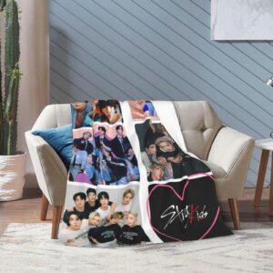 Stray Kids Blanket Soft and Comfortable Warm Fleece Throw Blankets Carpet Rug Decoration Gift for Decor Room Dormitory Picnic Yoga Sofa Camping Travel All Season