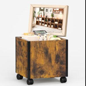 storage cube with wheels can be connected in pairs, stackable storage bin suitable for closet organizers and storage, clothes storage, bookcase, display shelf (rustic brown, 10.39*10.39"+wheels)