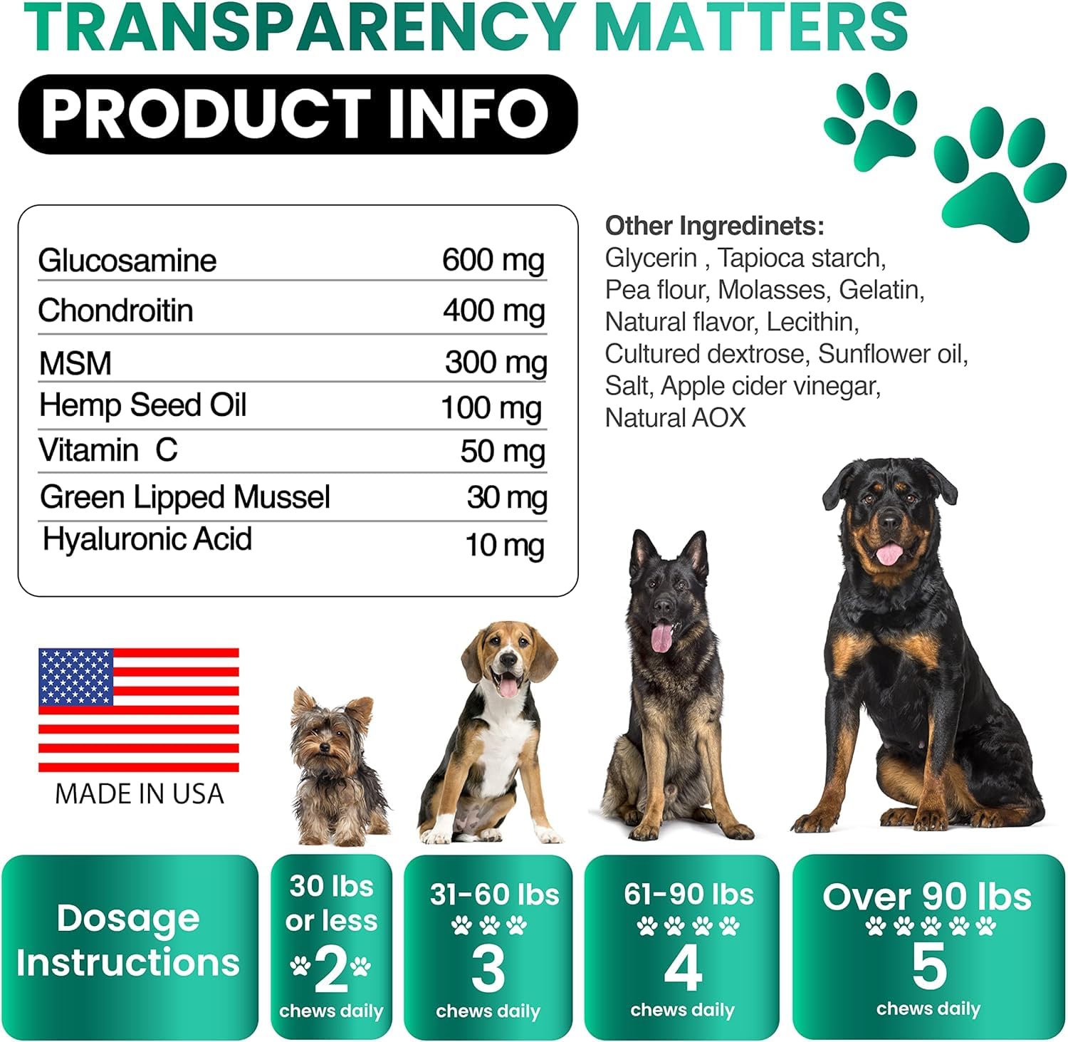 (2 Pack) Hemp Hip and Joint Supplement for Dogs - Glucosamine for Dogs - 340 Dog Joint Pain Relief Treats - Chondroitin, MSM, Hemp Oil - Advanced Dog Joint Supplement Health - Mobility Support Chews