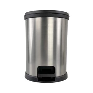 dqoasd 1.5 gallon trash can. plastic round step bathroom trash can, silver simple modern style,suitable for home and office