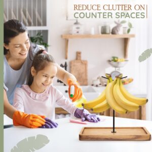 Lush & Lively Banana Holder Stand | Multifunctional Acacia Wood Banana Hanger Stand for Kitchen Counter | Double-sided Banana Hook | Multi-Purpose Banana Tree | Sleek, Stable Fruit Holder