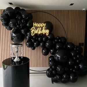 ADOINBY Black Balloon Arch Kit, 143Pcs Matte Black Latex Balloon Garland kit, 18 12 10 5 Inch Different Size Balloons for Birthday Graduation Anniversary New Year Holiday Party Decorations