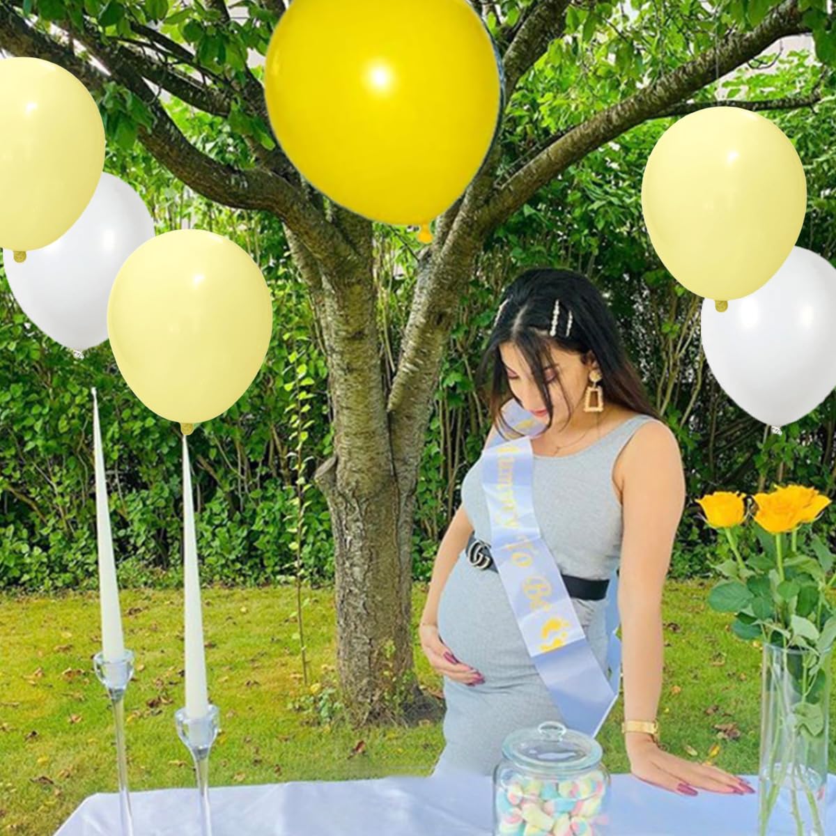 Yellow White Balloon Arch Garland Kit - Pastel Yellow Balloon Arch, Yellow and White Balloons Silver Confetti Balloons for Wedding Sunflower Baby Shower Anniversary Bridal Shower Birthday Party Decors