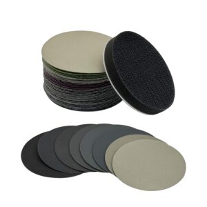 3 inch sanding discs, 600-5000 grit premium silicon carbide sandpaper with 1 interface pad, 40pcs wet dry hook and loop sand paper for wood metal or auto