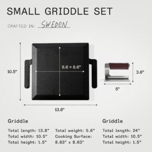 Made In Cookware - Carbon Steel Half Griddle + Grill Press - (Like Cast Iron, but Better) - Professional Cookware - Crafted in Sweden - Induction Compatible