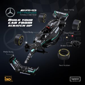 Formula 1 AMG W14 Model Kit - 1:18 Scale Racing F1 AMG W14 E Performance Model Inspired by Lewis Hamilton & George Russell Building kit, Collectible diecast, 140 Pieces