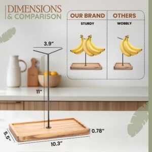 Lush & Lively Banana Holder Stand | Multifunctional Acacia Wood Banana Hanger Stand for Kitchen Counter | Double-sided Banana Hook | Multi-Purpose Banana Tree | Sleek, Stable Fruit Holder