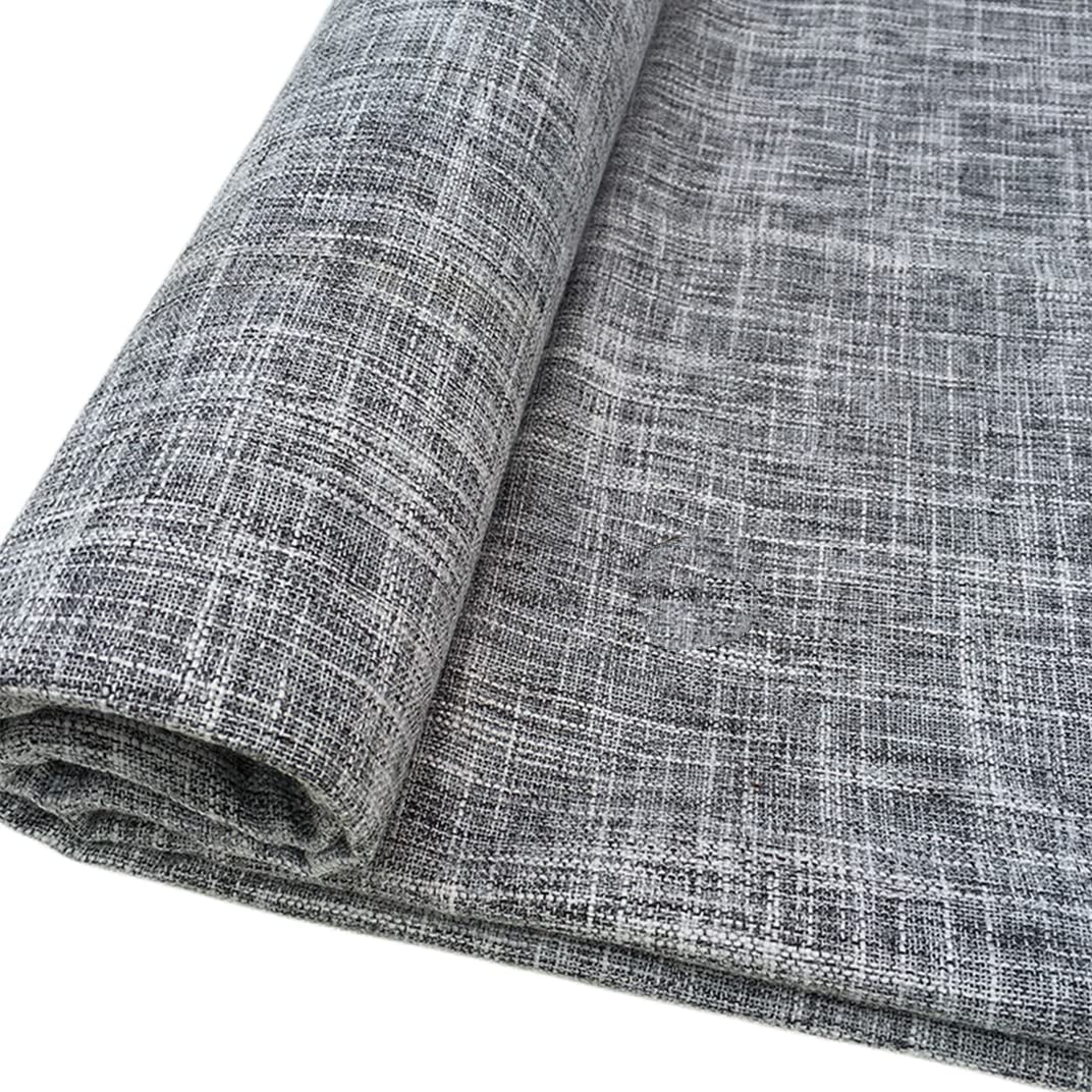 TinaKim Faux Linen Upholstery Fabric, for Sofa Couch Chair Cover Material DIY (5 Grey White, 6 Yard)