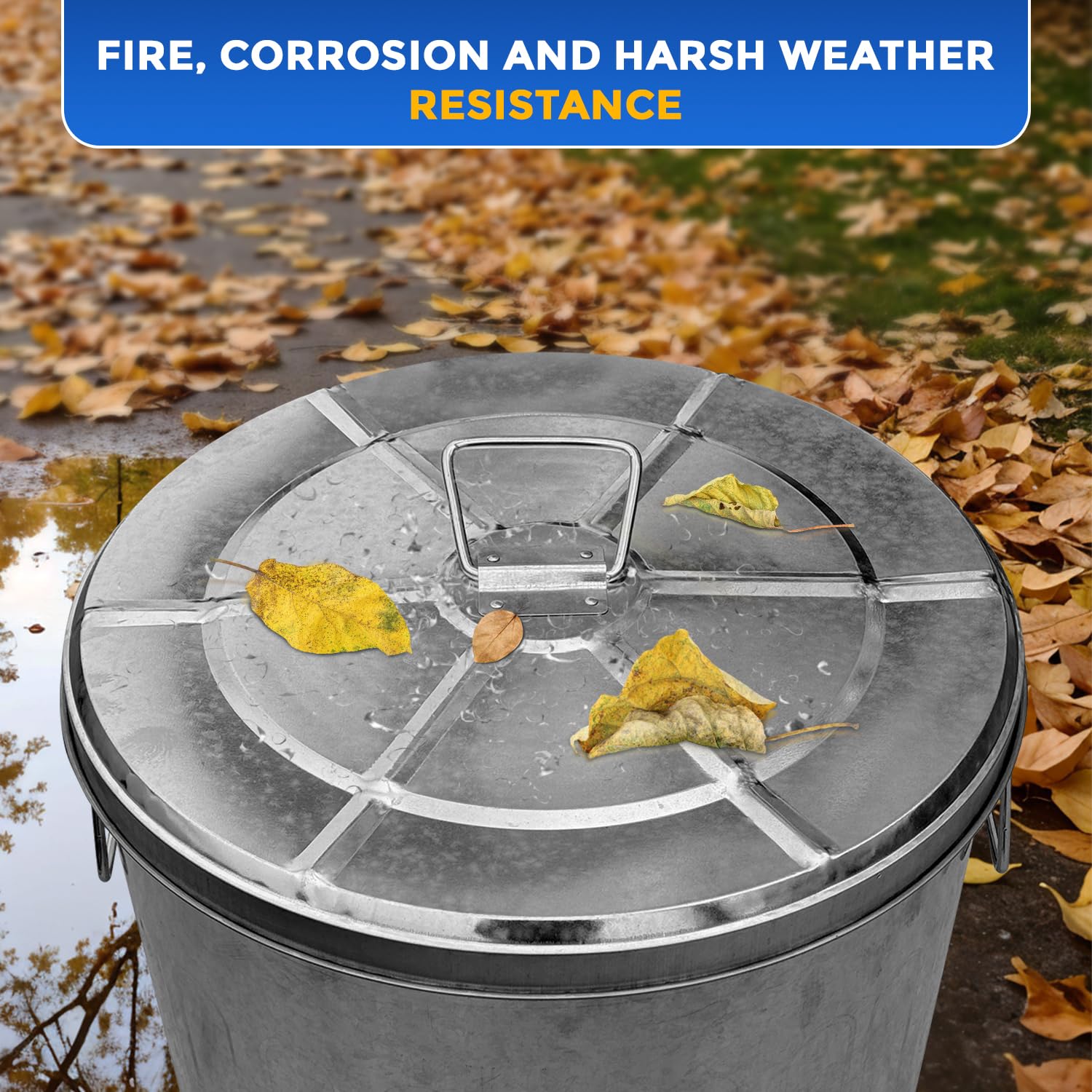 Trash Can Lid, Compotible with 20-Gallon Round Fire Resistant Garbage Container, Lid for Galvanized Steel Waste Bin