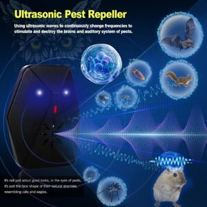 LASER HAND 4 Packs Ultrasonic Pest Optical Double Repeller, Indoor Pest Control, Flea Rat Roach Mosquito Cockroaches Fruit Fly Rodent Ultrasonic Pest Repellent for Home,Kitchen, Office