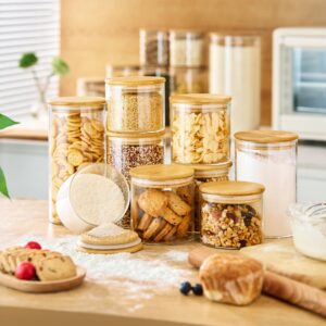 HomArtist Glass Storage Containers with Lids 32oz [Set of 4], Glass Jars with Bamboo Lids, Glass Airtight Food Storage Containers, Glass Canisters Set for Pantry Kitchen Pasta Flour Cereal Storage