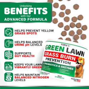 YUMA'S Dog Urine Neutralizer for Lawn - 170 Chews - Advanced Grass Green Savers for Dog Urine - Dog Pee Grass Neutralizer Supplement - Green Lawn Treats for Dogs with Probiotics and Digestive Enzymes